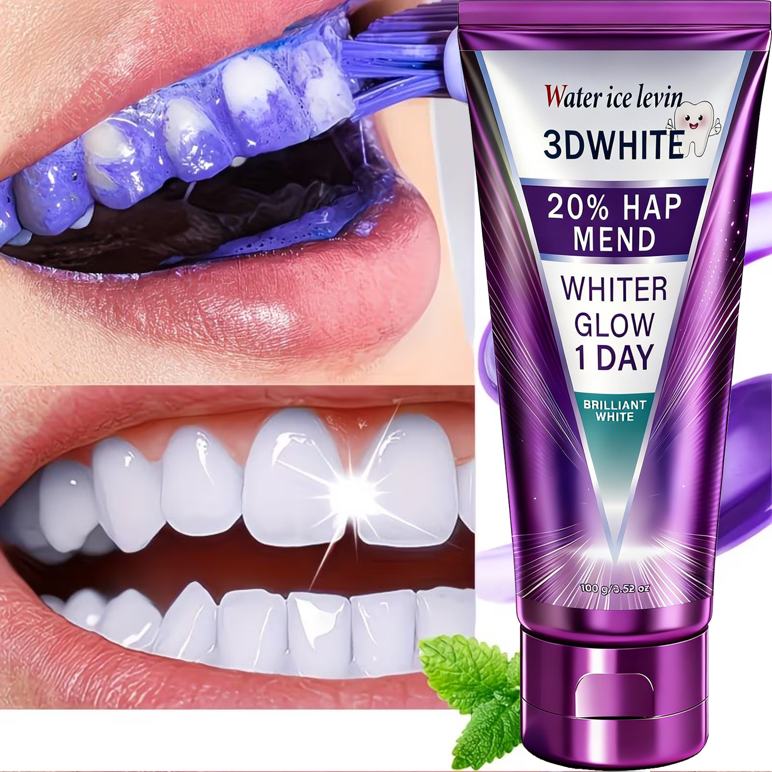 Teeth Whitening Charcoal - 20% HAP 3D White Toothpaste -