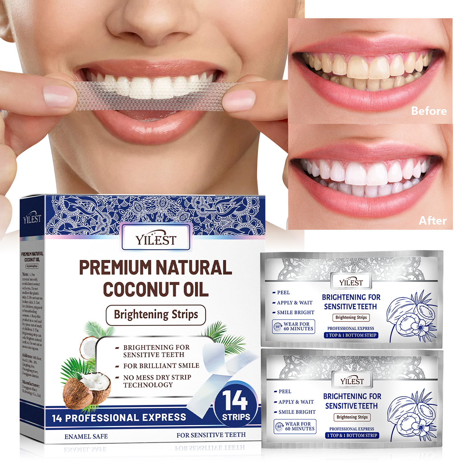 Teeth Whitening Natural - Teeth Whitening Strips 14pcs Cleansing Relief